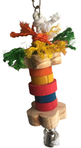 Colorful Wooden Bird Toys Rope 28*7cm