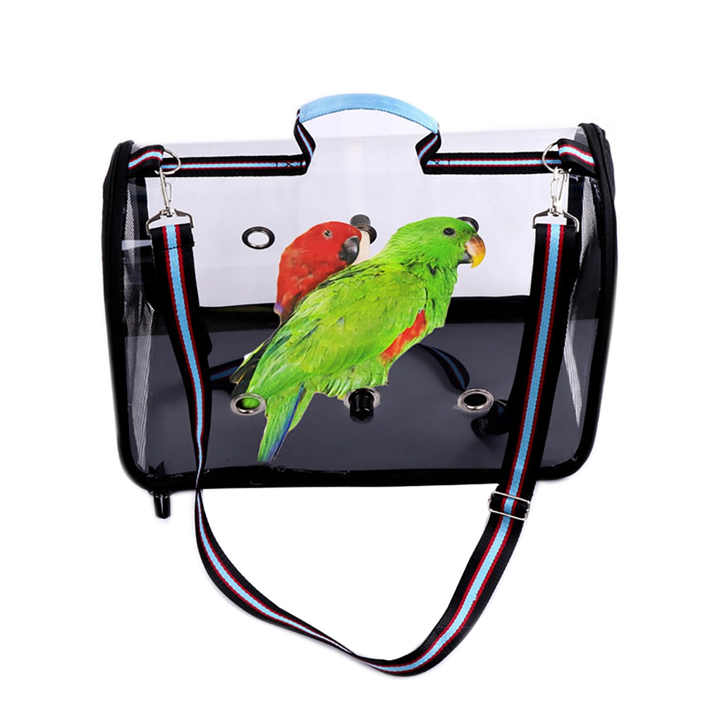 Blue Portable Transparent Bird Travel Carrier size: L41*W23*H28cm
