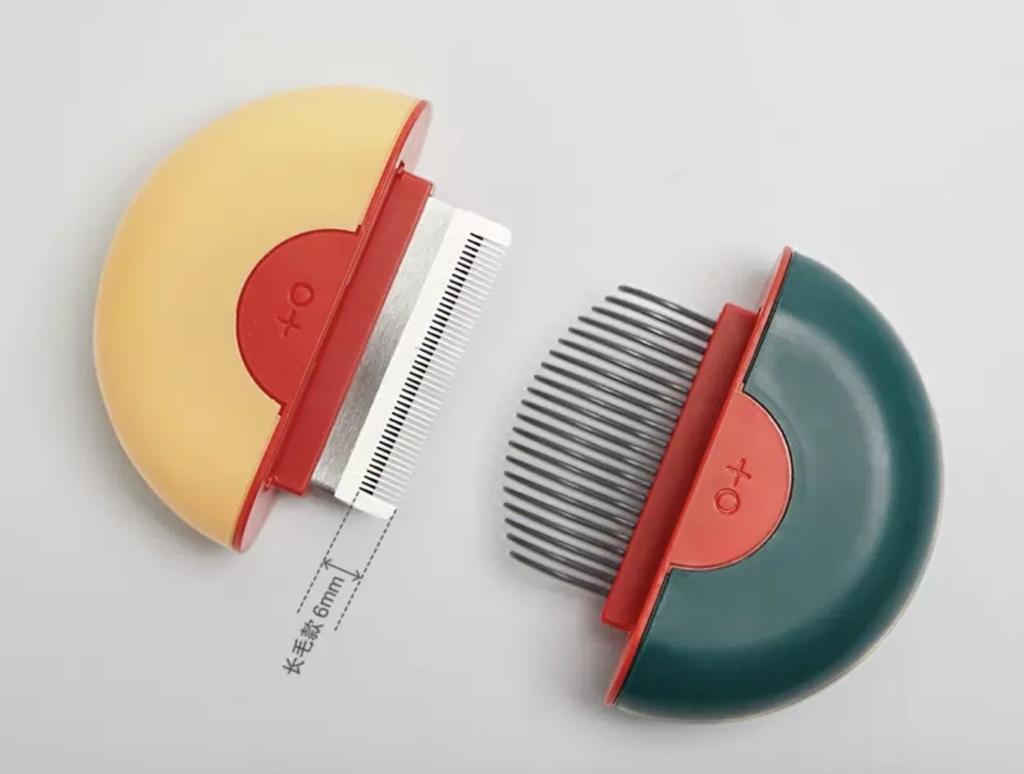 Yellow Green 2 In 1 Mini Pet Comb for long hair - 9*9*3cm