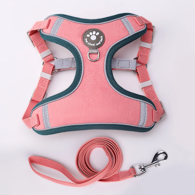 Pet Dog Cat Harness Leash Set - Pink L size, L120cm*W1.5cm