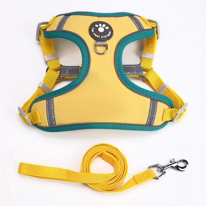 Pet Dog Cat Harness Leash Set - Yellow L size, L120cm*W1.5cm
