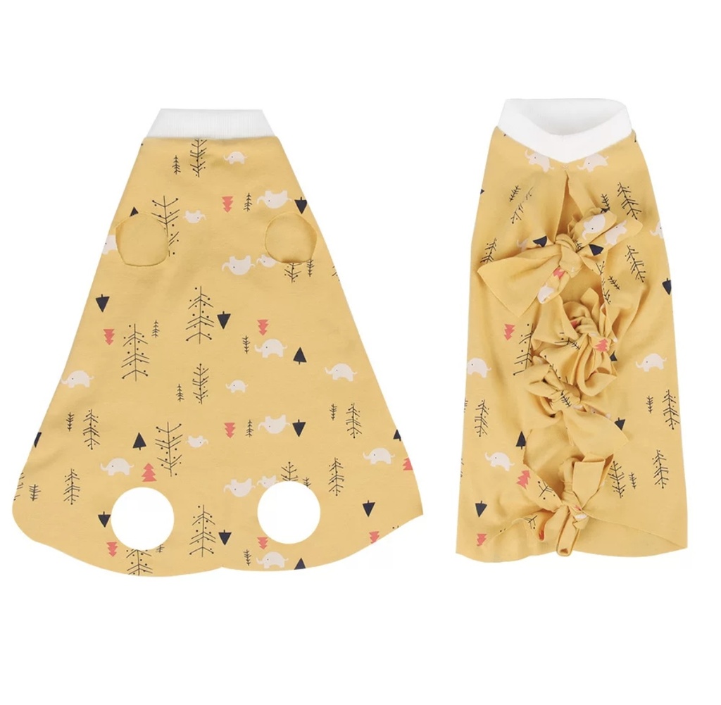 Pet Clothing S:1.5-3kg, bust 21-30cm, back L 28cm Yellow
