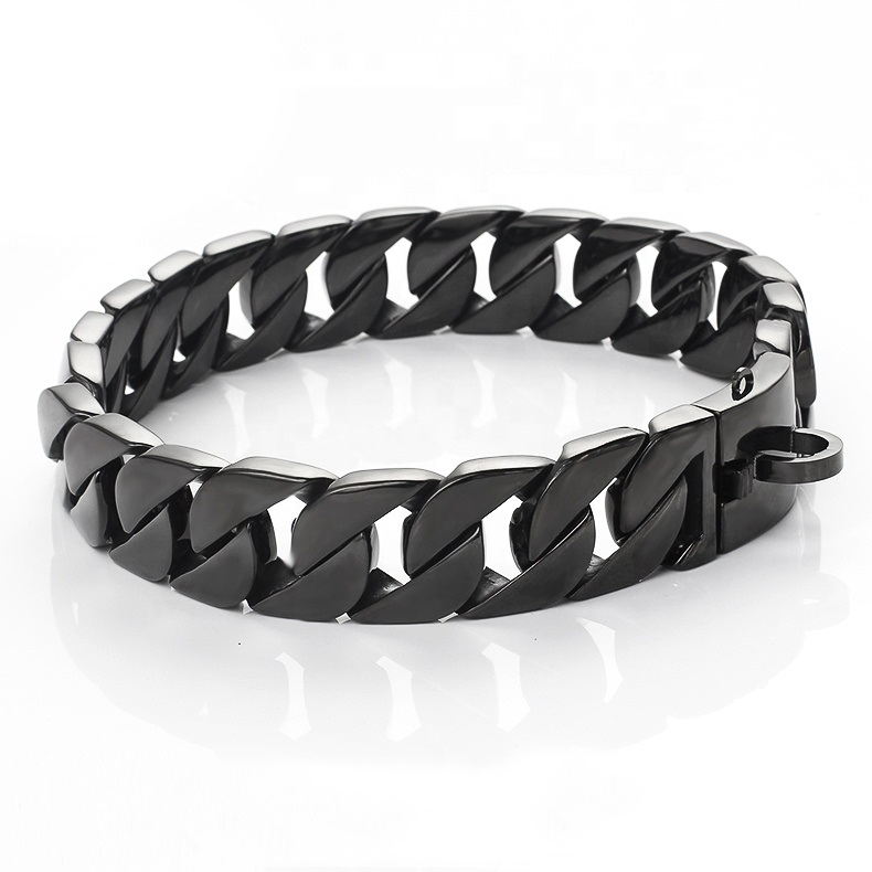 Black Color stainless steel dod chain collar w:3.2cm,l: 60cm