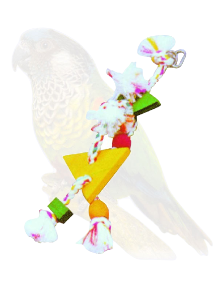 حبل مع قطع صغيرة من خشب المضغ