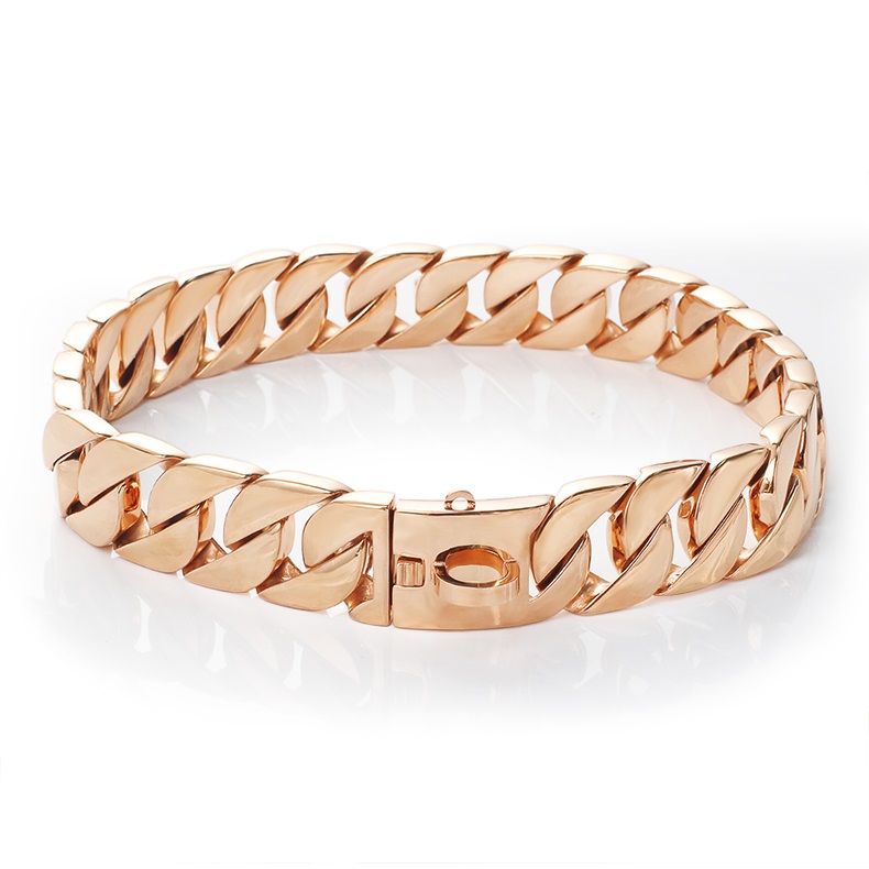 Rosegold Color strong metal dog chain collar w:3.2cm, l:50cm