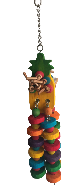 Small Wood Pineapple And Wood Pieces Bird