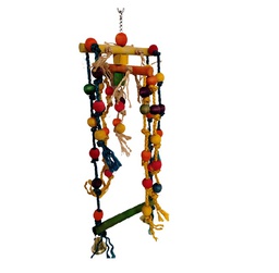 [0000000023108]  Colorful Wooden Parrot Toys Jingle Rope 52*20cm