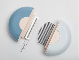 [69405282261BW] Blue White 2 In 1 Mini Pet Comb for long hair - 9*9*3cm
