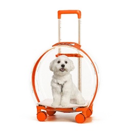 [6942502513NOR] No Door Transparent Pet Trolley Case Orange